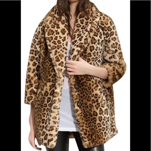 Hinge leopard print faux fur coat - Picture 1 of 1